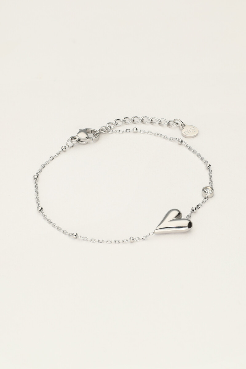 Minimalist bracelet with heart & rhinestones | My Jewellery