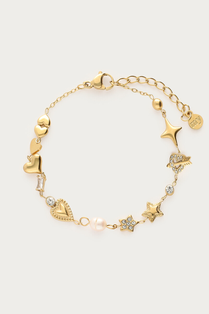 Minimalistische armband met hartjes en sterren