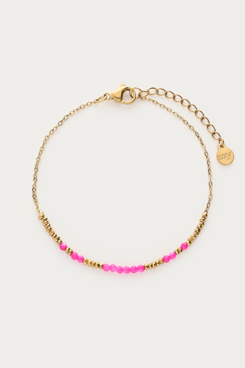 Minimalist bracelet with pink beads | My Jewellery