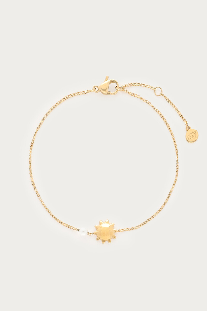 Minimalistische armband met zon en imitatieparel