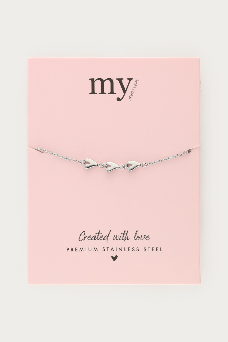 Minimalist bracelet with three hearts | My Jewellery