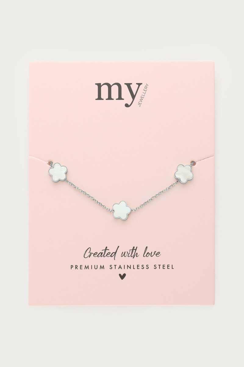 Minimalist bracelet with three mother of pearl flowers | My Jewellery