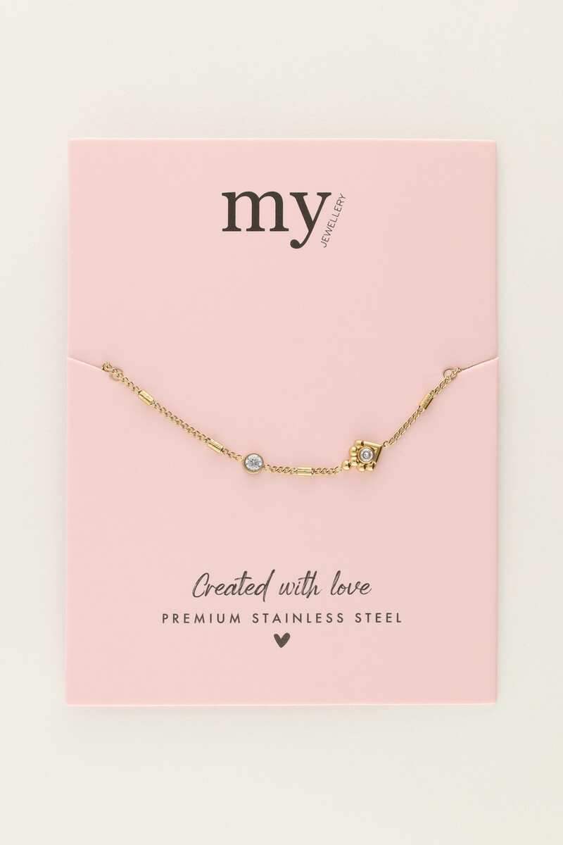 Minimalist bracelet with tubes & rhinestones | My Jewellery