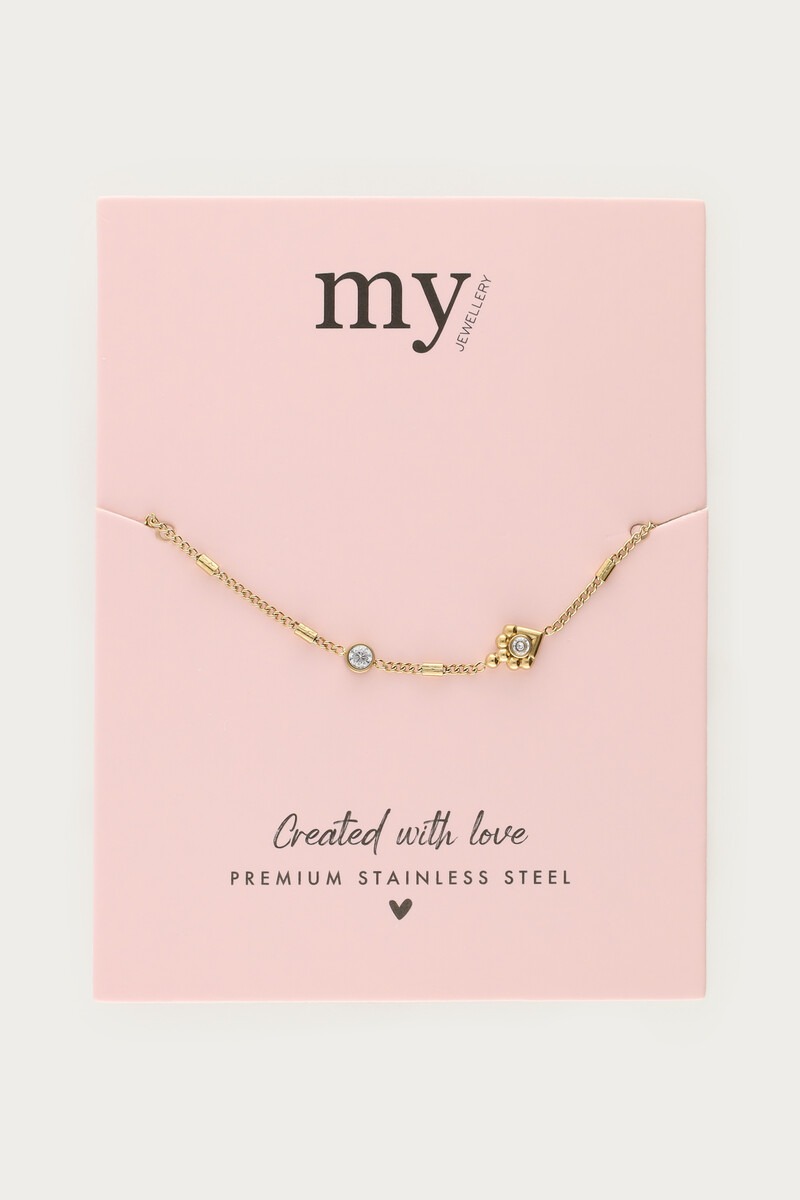 Minimalist bracelet with tubes & rhinestones | My Jewellery