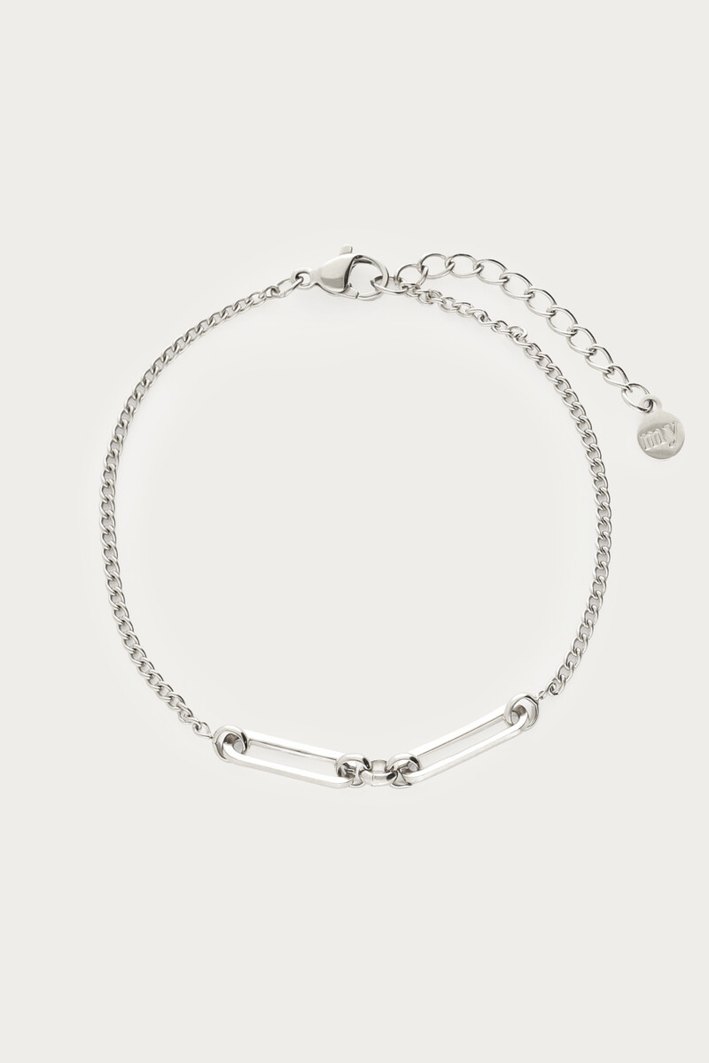 Minimalistische armband met twee ovalen schakels