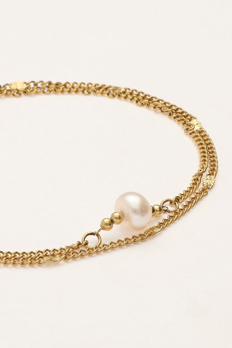 Minimalist double bracelet with coins and pearl | My Jewellery