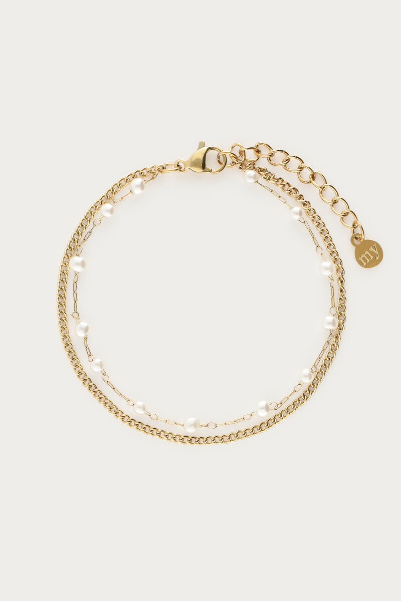 Minimalist double bracelet with faux pearls | My Jewellery