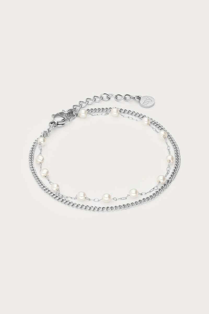 Minimalist double bracelet with faux pearls | My Jewellery