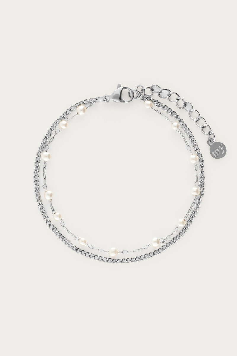 Minimalist double bracelet with faux pearls | My Jewellery