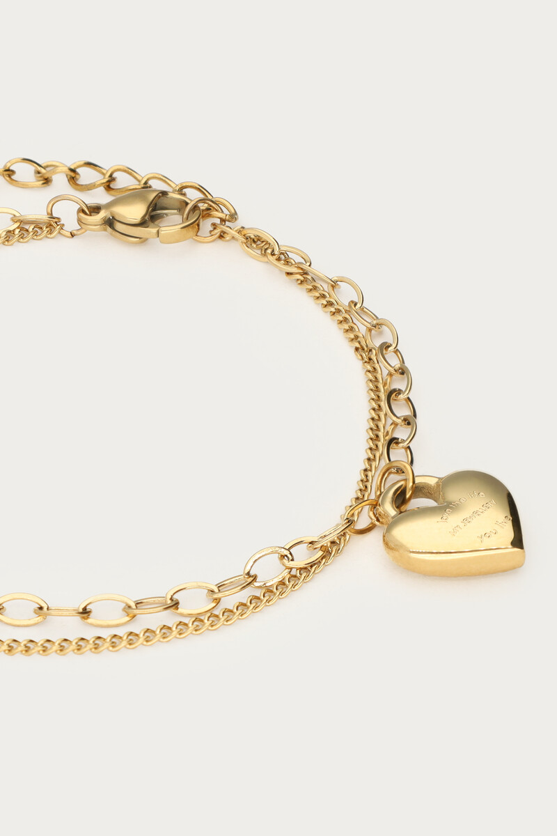 Minimalist double bracelet with heart charm | My Jewellery