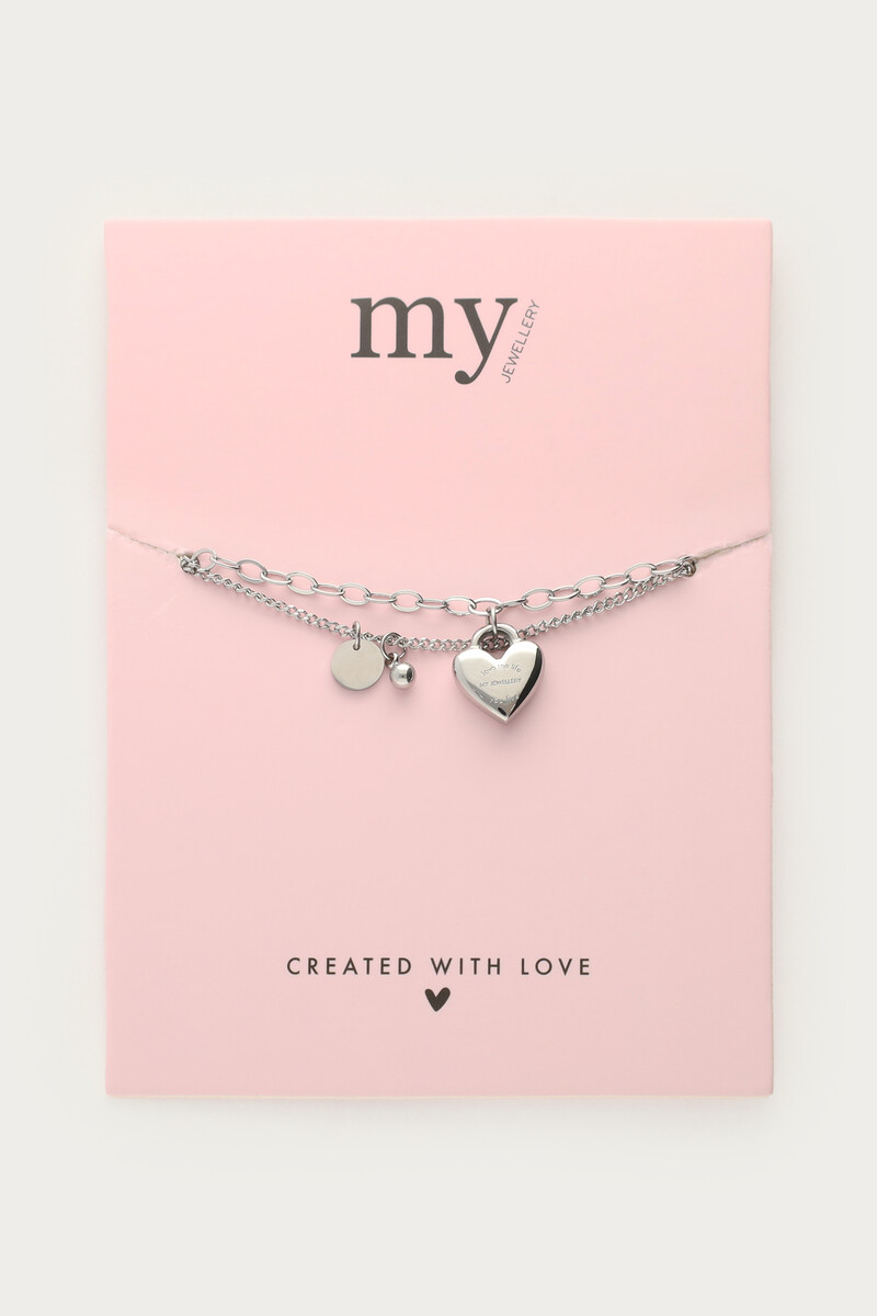 Minimalist double bracelet with heart charm | My Jewellery