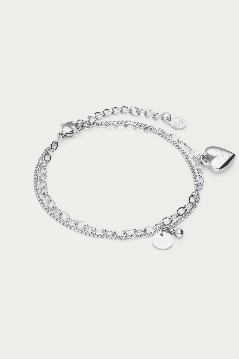 Minimalist double bracelet with heart charm | My Jewellery