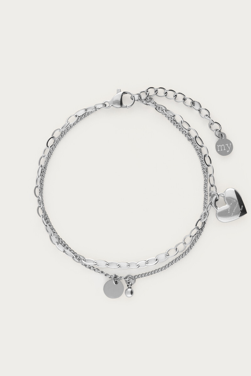 Minimalist double bracelet with heart charm | My Jewellery