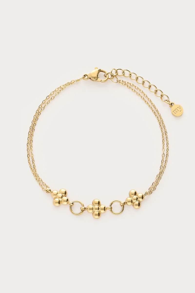 Minimalist double bracelet with three flowers | My Jewellery