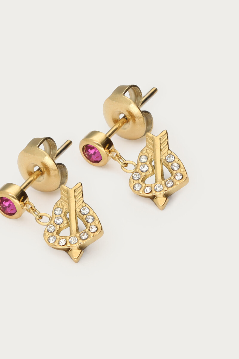 Minimalist drop earrings heart with bow and arrow | My Jewellery