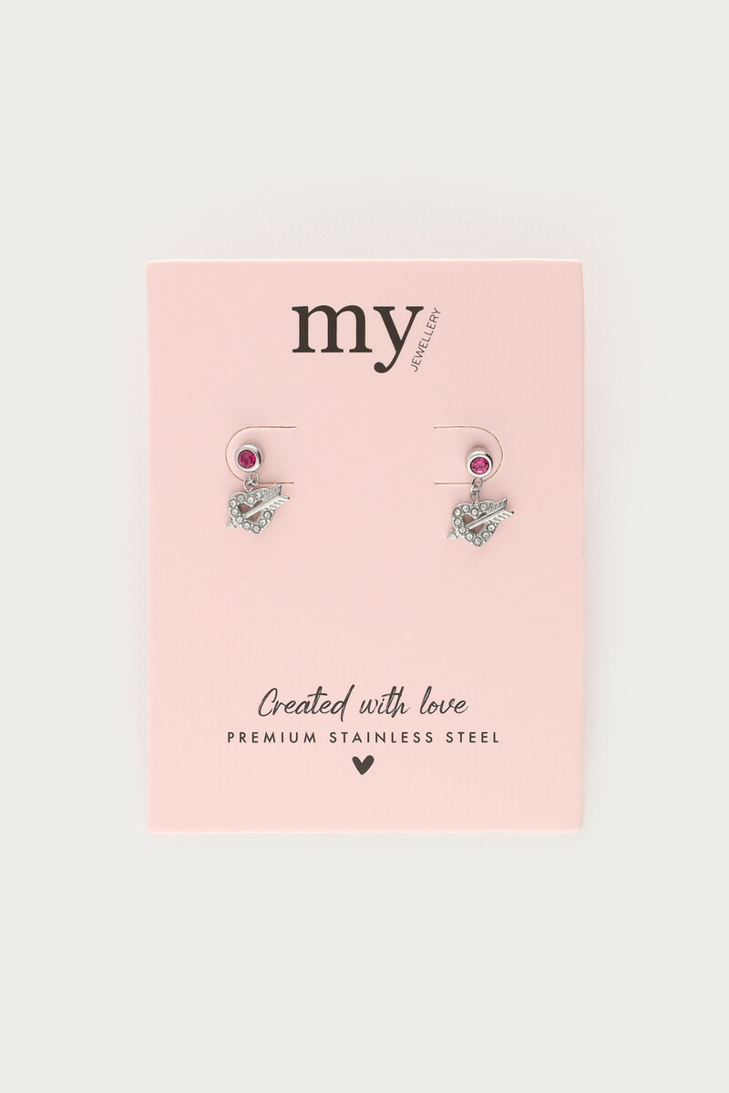 Minimalist drop earrings heart with bow and arrow | My Jewellery