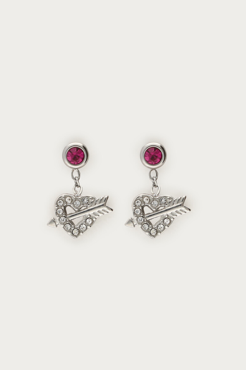 Minimalist drop earrings heart with bow and arrow | My Jewellery