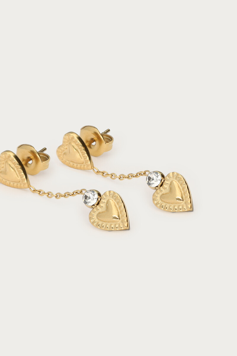 Minimalist drop earrings with double detail hearts | My Jewellery