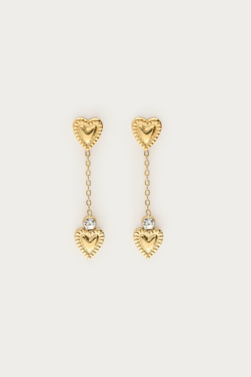 Boucles d'oreilles minimalistes avec cœurs à double détail