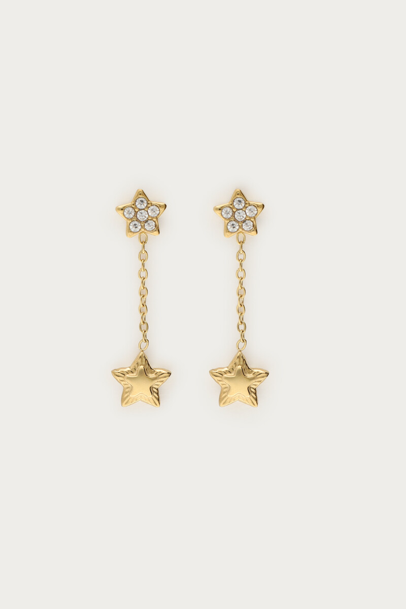 Minimalist drop earrings with double star | My Jewellery