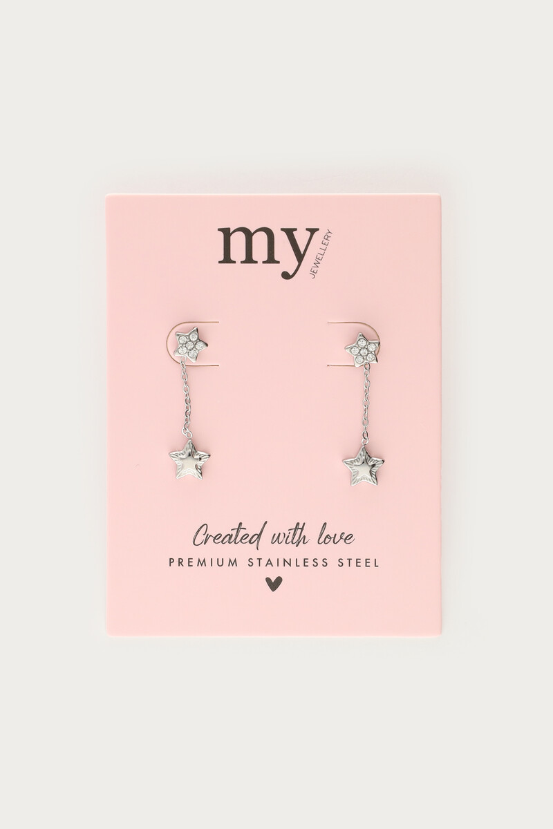 Minimalist drop earrings with double star | My Jewellery