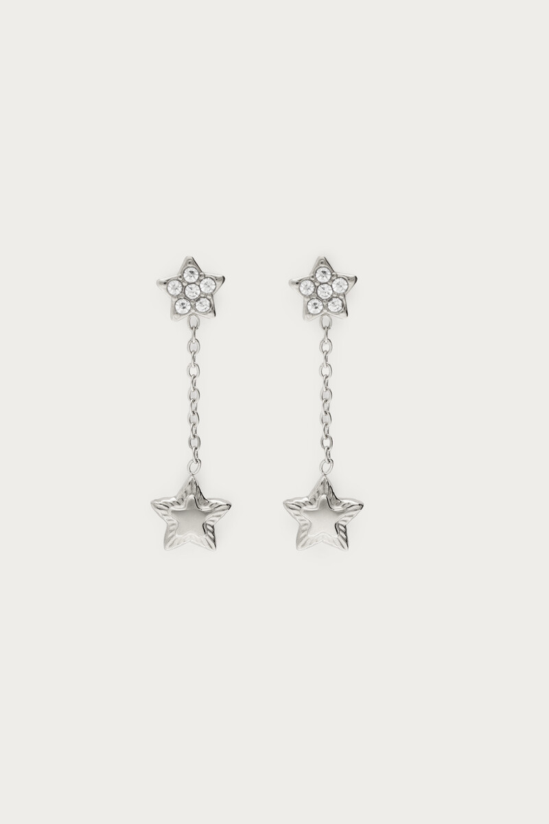 Minimalist drop earrings with double star | My Jewellery