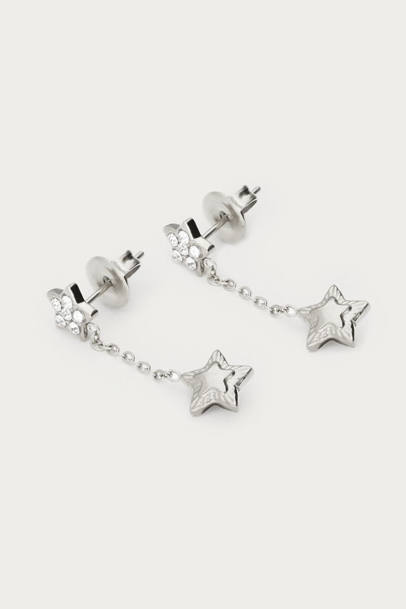 Minimalist drop earrings with double star | My Jewellery