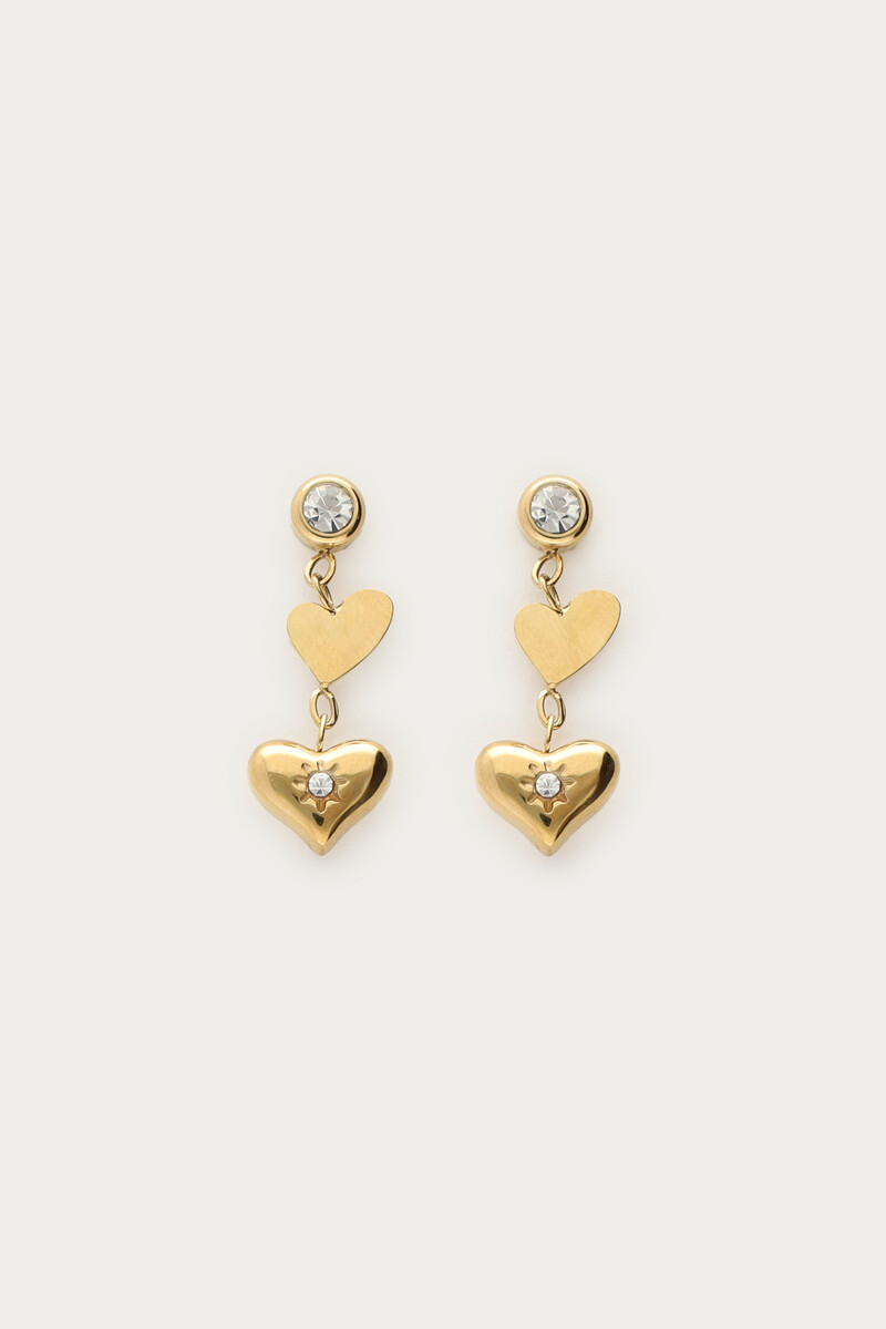 Boucles d'oreilles minimalistes avec cœurs et strass
