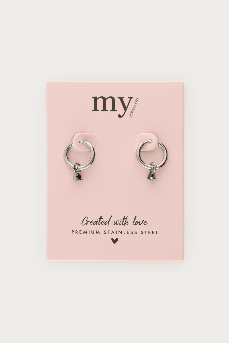 Minimalist hoop earrings with black rhinestone | My Jewellery