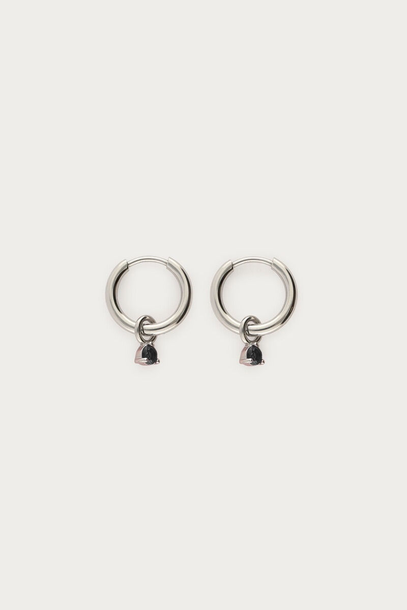 Minimalist hoop earrings with black rhinestone | My Jewellery