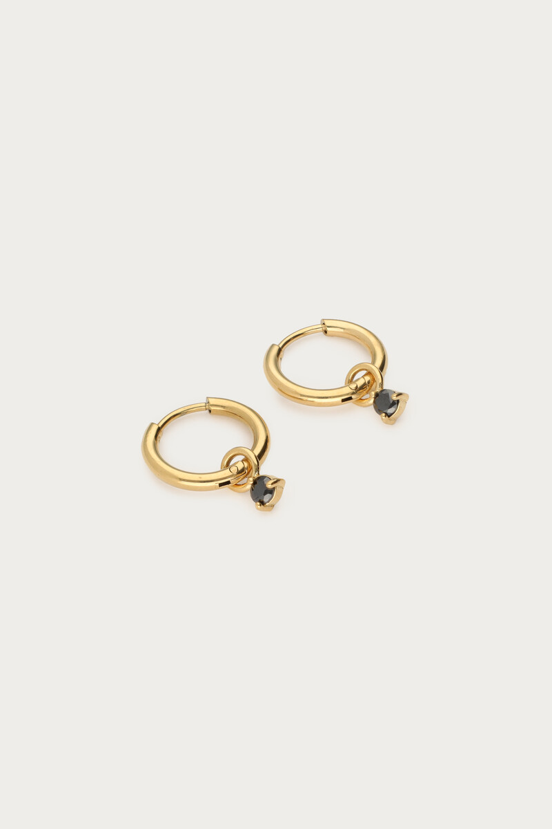 Minimalist hoop earrings with black rhinestone | My Jewellery