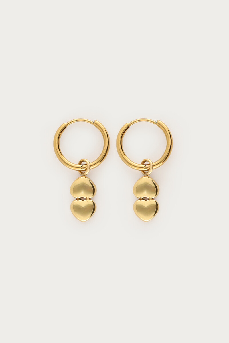 Minimalist hoop earrings with double hearts