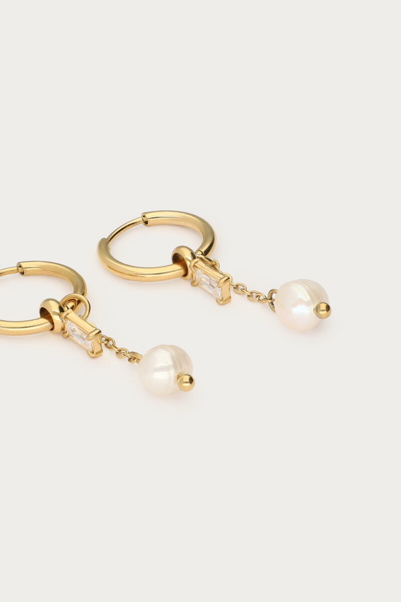Minimalist hoop earrings with faux pearl and rhinestones | My Jewellery