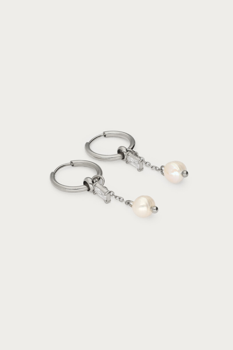 Minimalist hoop earrings with faux pearl and rhinestones | My Jewellery