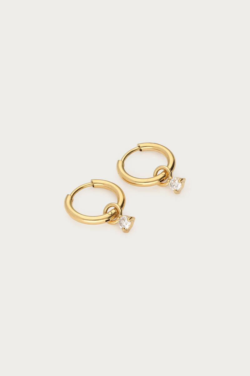 Minimalist hoop earrings with silver-coloured rhinestone | My Jewellery