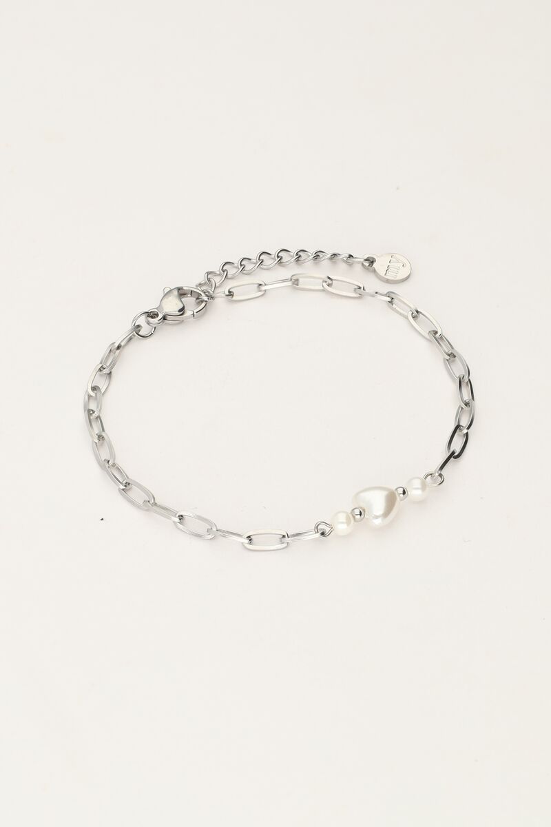 Minimalist link bracelet with pearl heart | My Jewellery