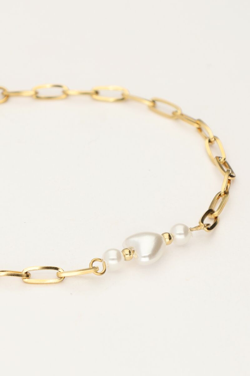 Minimalist link bracelet with pearl heart | My Jewellery