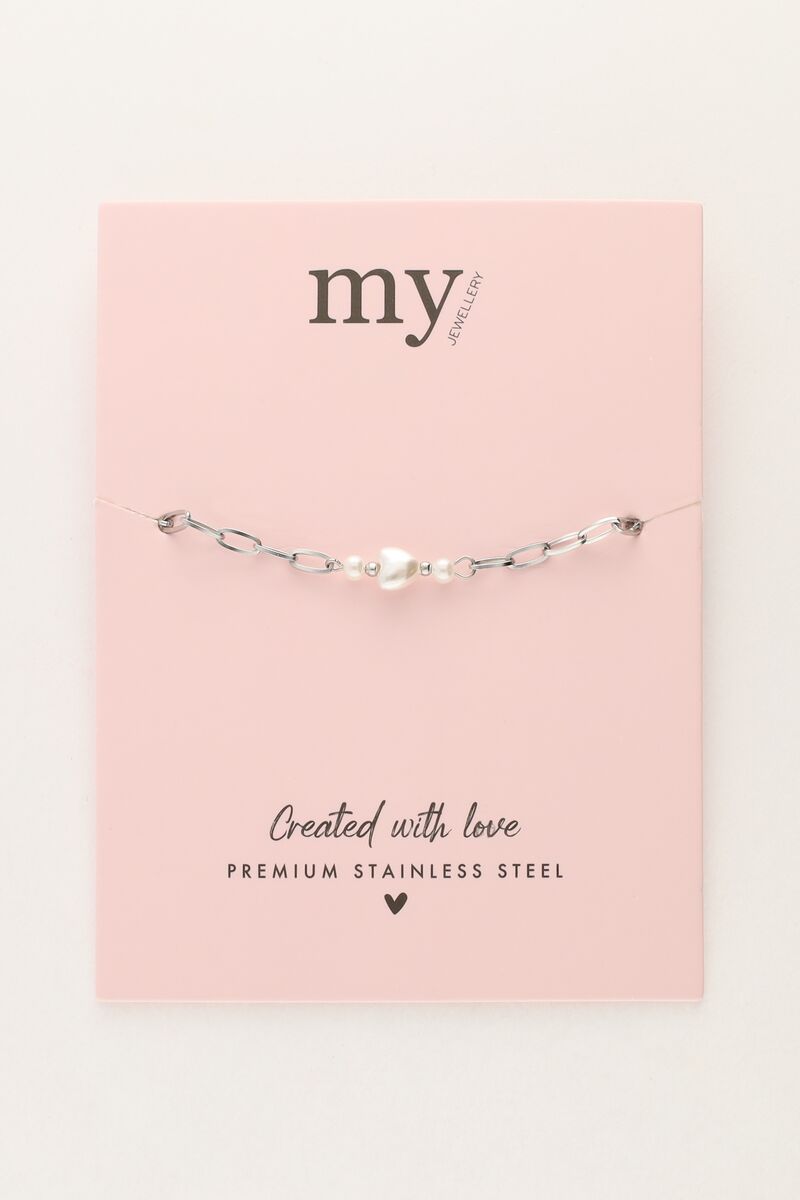 Minimalist link bracelet with pearl heart | My Jewellery