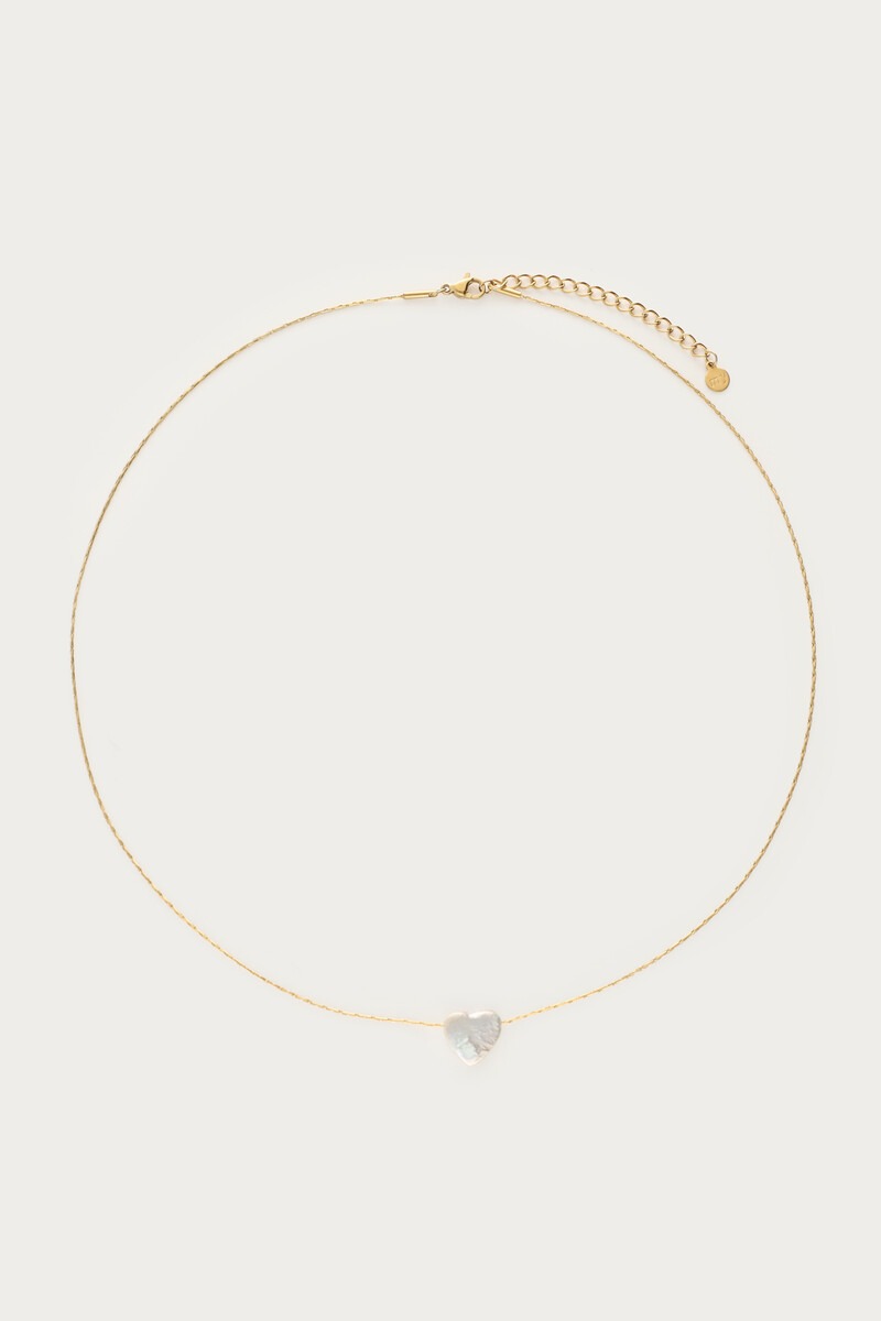Minimalist necklace with natural pearl heart 