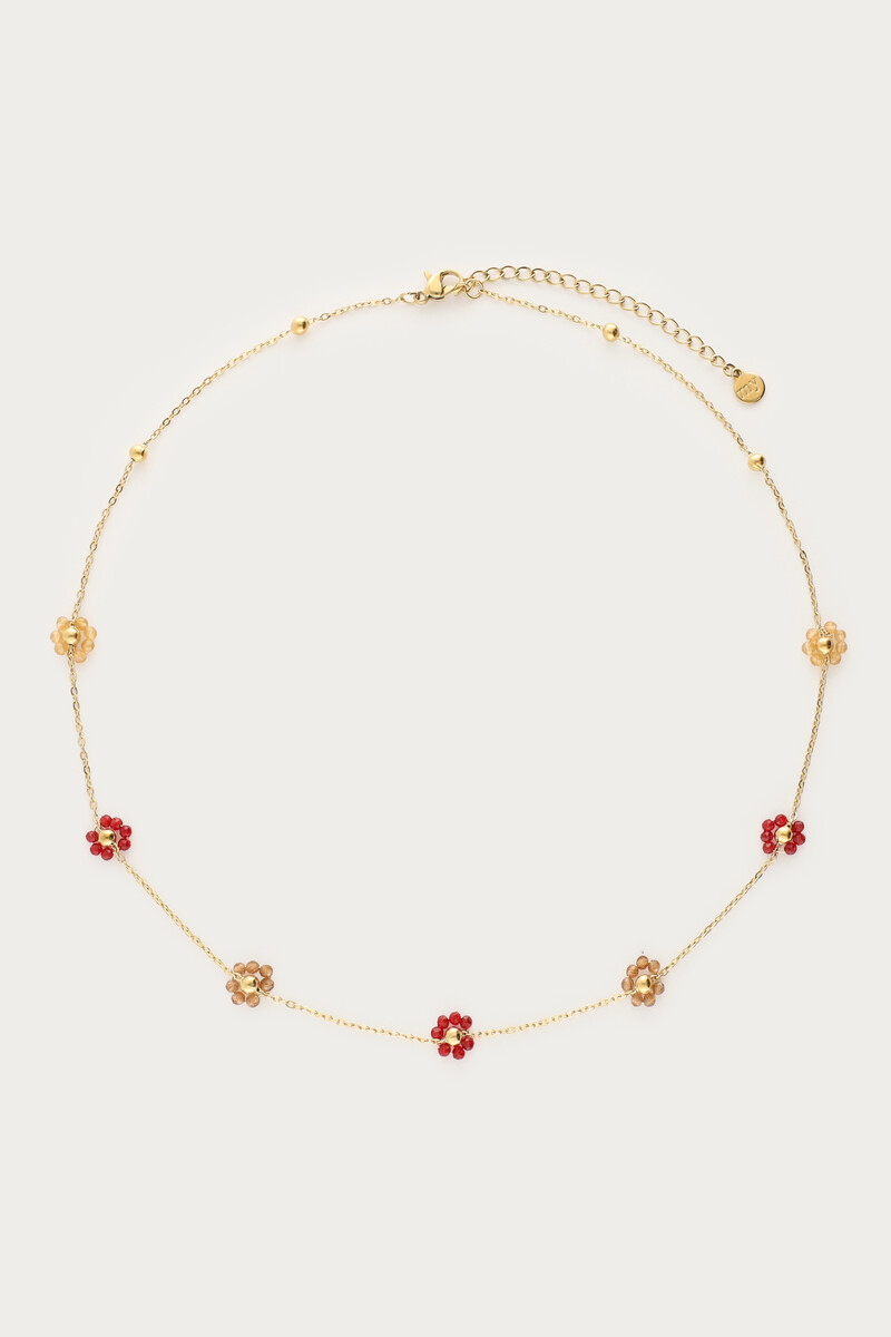 Minimalist necklace with burgundy floral beads | My Jewellery