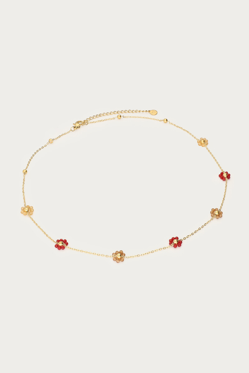 Minimalist necklace with burgundy floral beads | My Jewellery