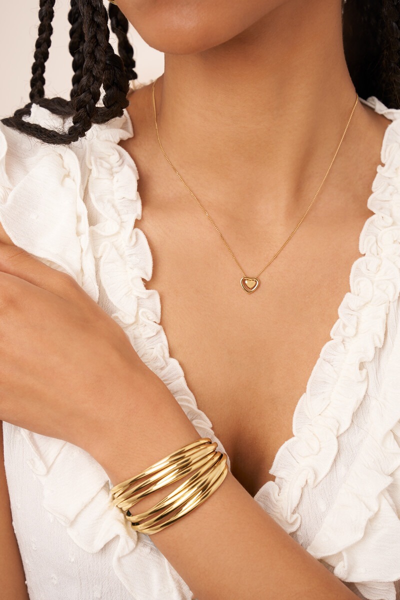 Minimalistische ketting met dubbel hartje