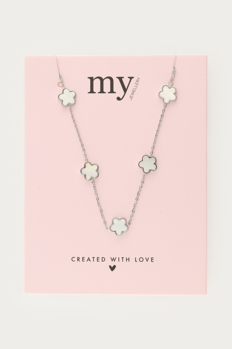 Minimalist necklace with mother of pearl flowers | My Jewellery