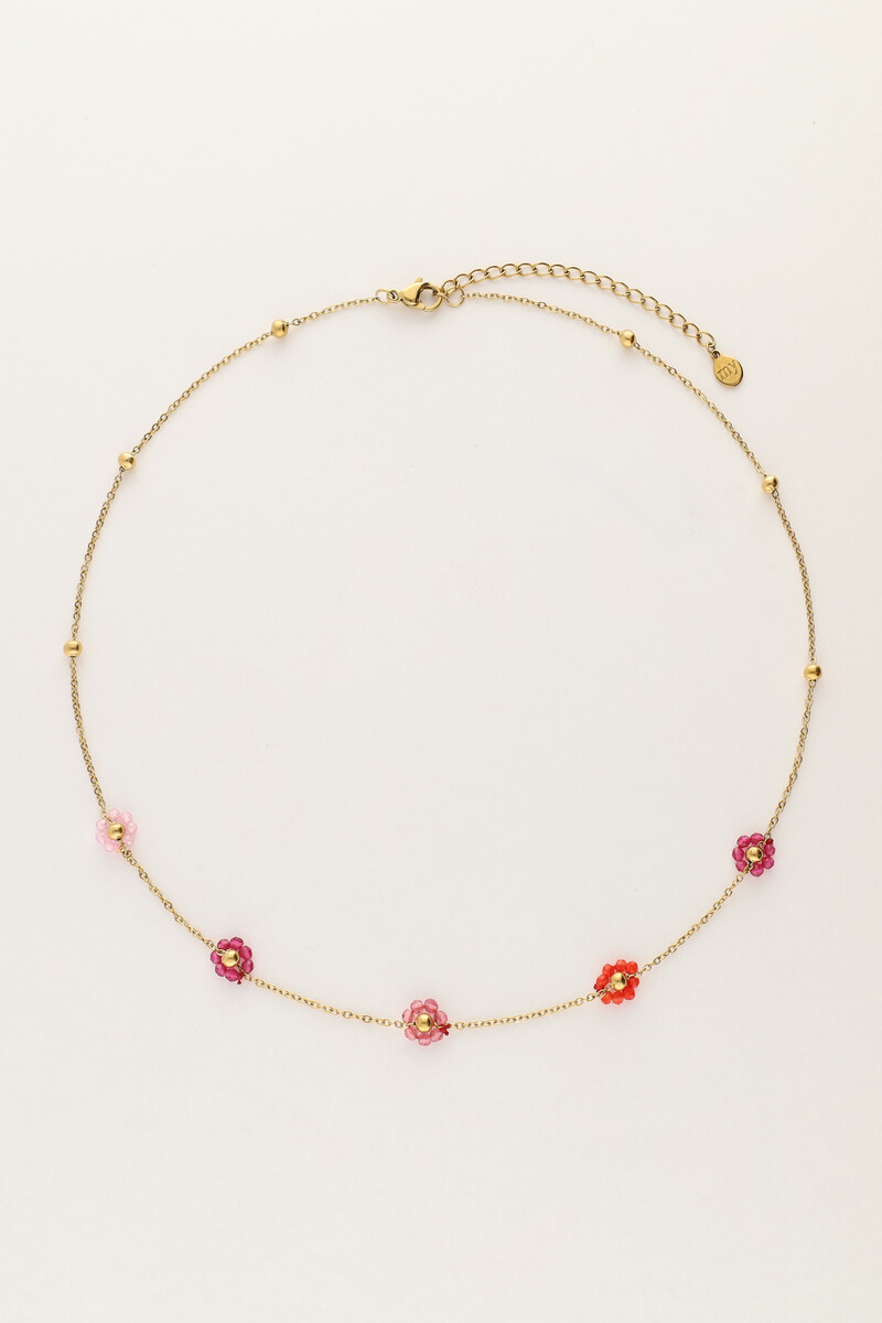 Sunrocks minimalist necklace with pink flowers