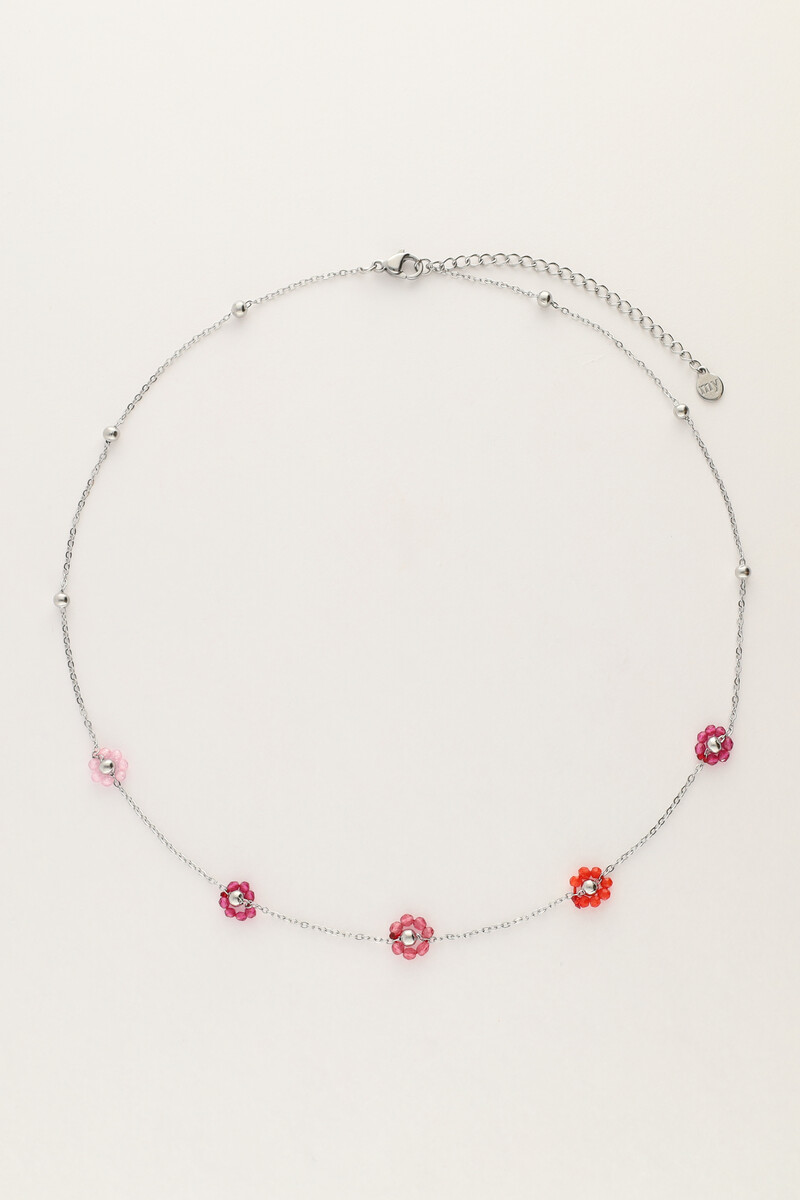Sunrocks minimalistische ketting met roze bloemetjes