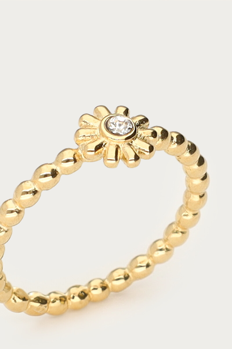 Minimalist ring with flower & rhinestone | My Jewellery