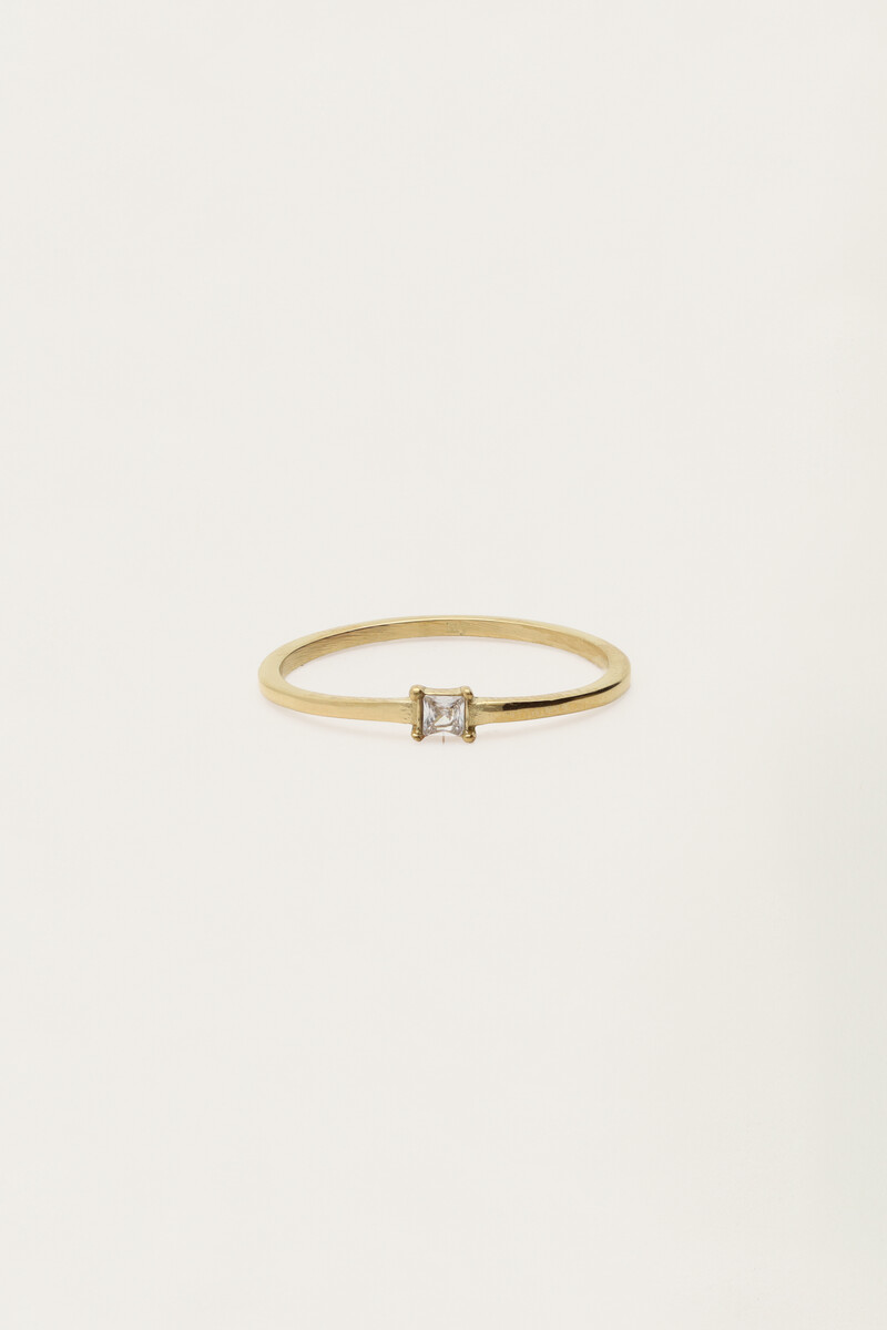 Minimalistische ring met mini vierkante strass
