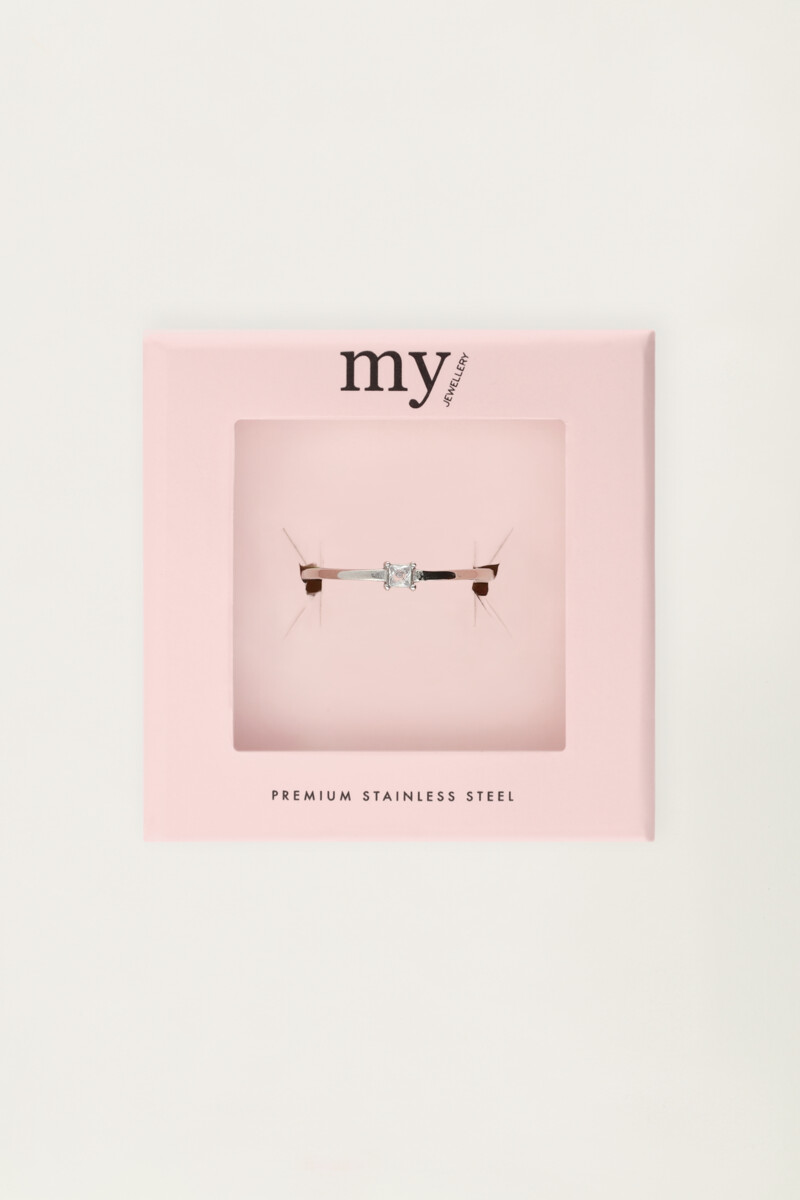 Minimalist ring with mini square rhinestones | My Jewellery