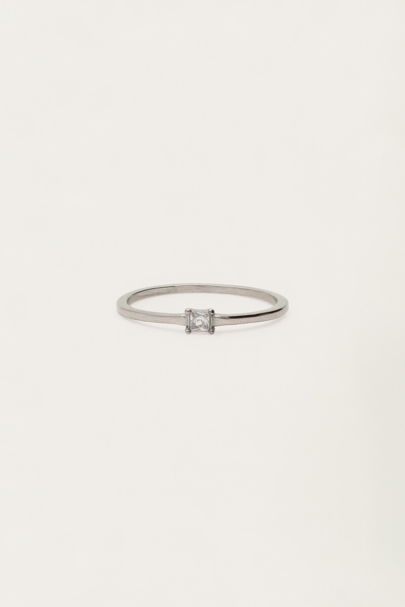 Bague minimaliste avec mini strass carrés My Jewellery Argenté 20 femme