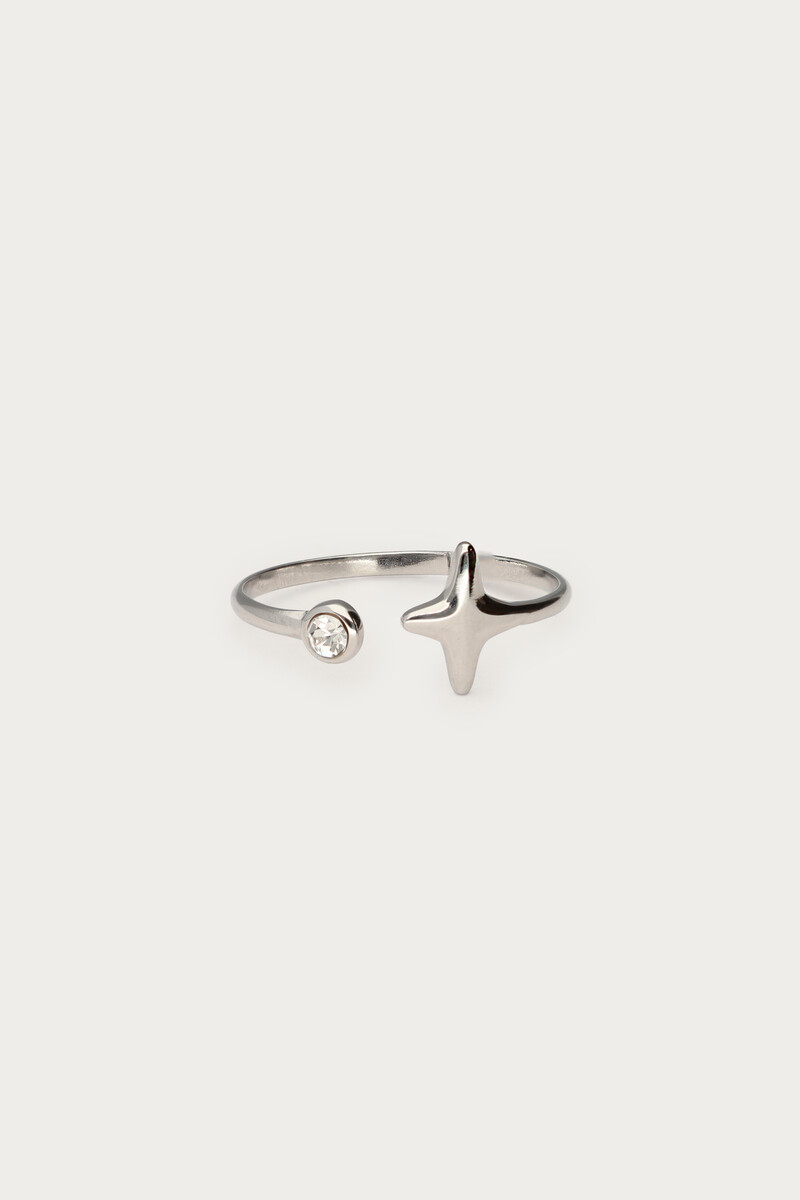 Minimalistische ring met Poolster en strass